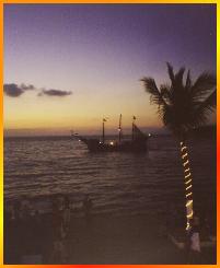 Pirate ship that shoots fireworks nightly.