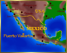 Map of Mexico showing location of Puerto Vallarta