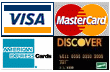 VISA, MasterCard, American Express, Discover/Novus