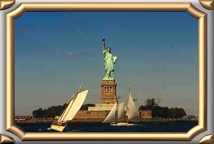 Statue of Liberty with sailboats